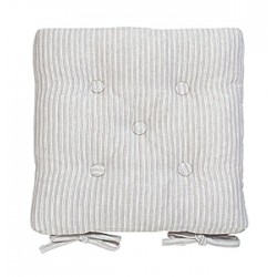 County Ticking Suffolk Grey buttoned seat pad 