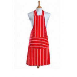 Butchers stripe red fabric halter apron