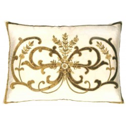 Frances Ivory Silk  Embroidered Cushion cover Oblong 