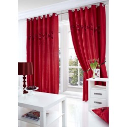 Poppies red eyelet curtains