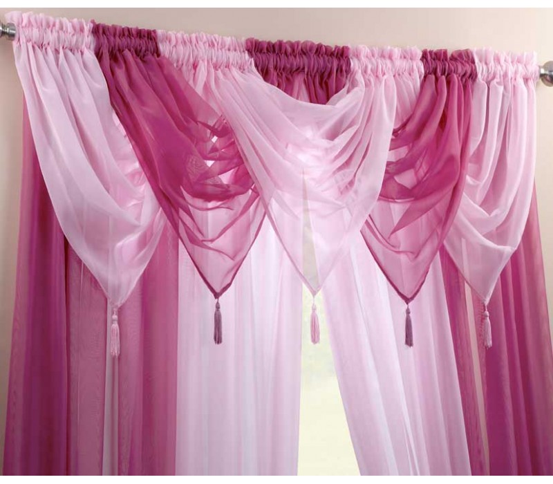 Pink Voile Swag With Tassel 